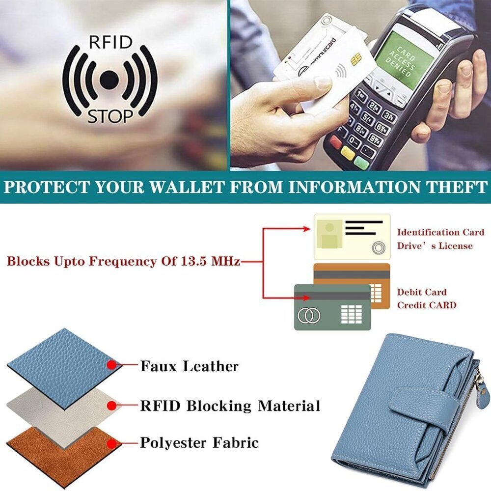 Leather RFID Wallet for Women Bifold Compact Small Purse with Card Slots - Picture 5 of 6